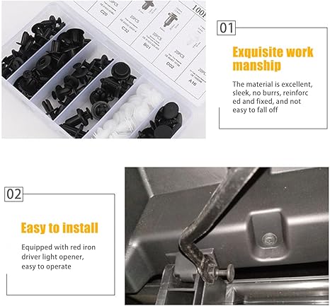 100 PCS Car Clip Retainer Auto Fasteners Push Trim Bumper Plastic Rivets Clips Kit
