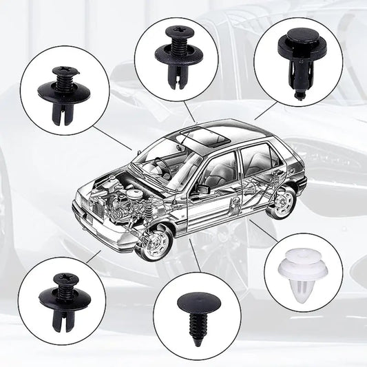 100 PCS Car Clip Retainer Auto Fasteners Push Trim Bumper Plastic Rivets Clips Kit