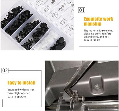 100 PCS Car Clip Retainer Auto Fasteners Push Trim Bumper Plastic Rivets Clips Kit
